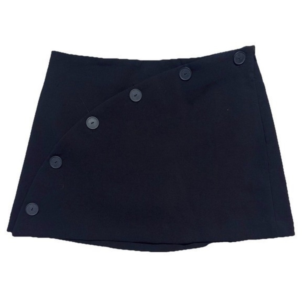NWT Zara Black Skirt Skort Mini A-Line Buttons Y2K Grunge Women's S‎